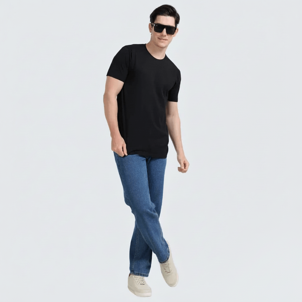 Black Plain Round Neck Tshirt
