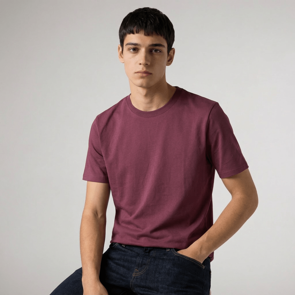 Maroon Plain Round Neck Tshirt