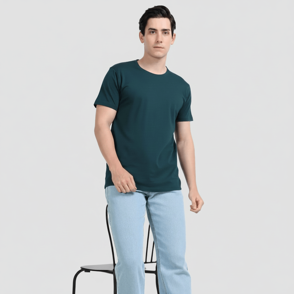 Navy Plain Round Neck Tshirt