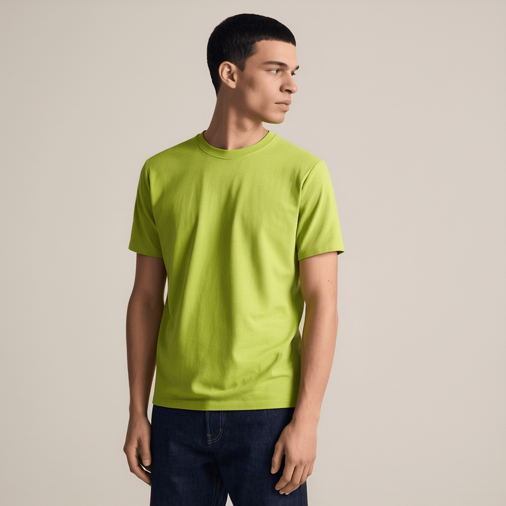 Parrot Green Plain Round Neck Tshirt