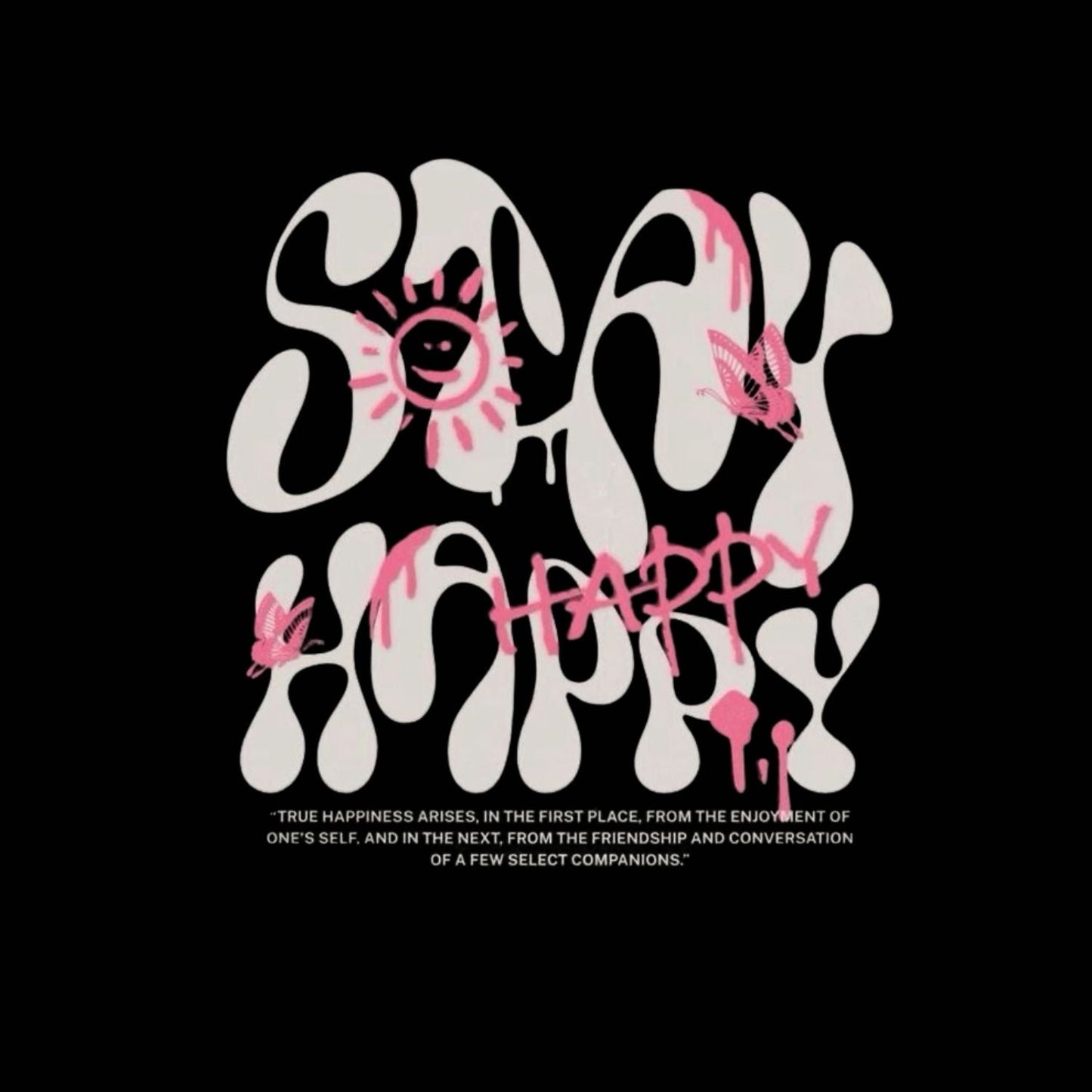 Round Neck | Black | Stay Happy