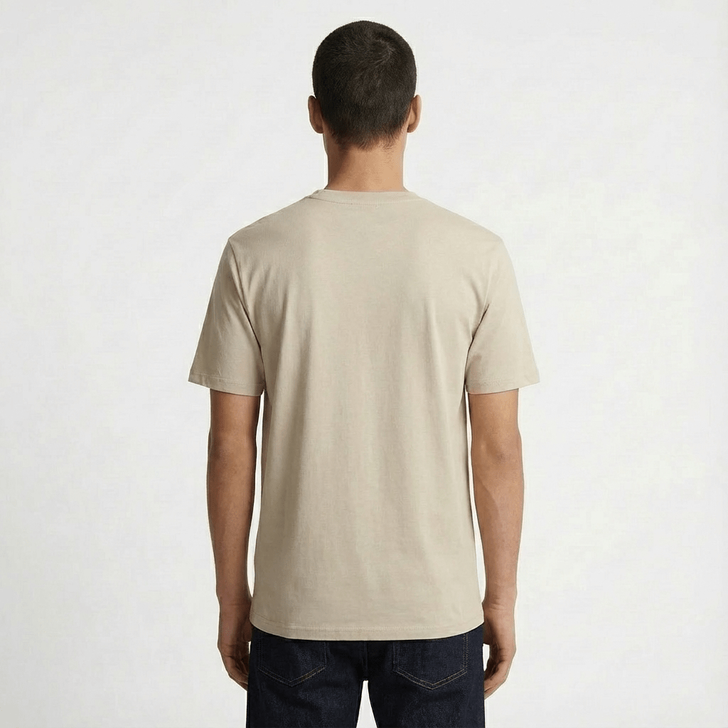 Beige Plain Round Neck Tshirt
