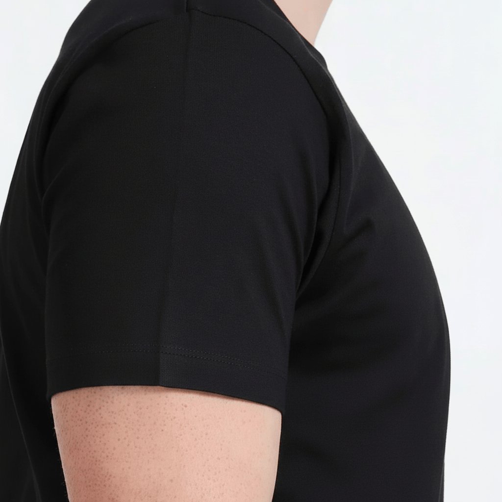 Black Plain Round Neck Tshirt
