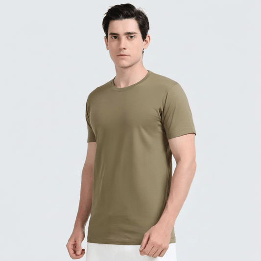 Olive Plain Round Neck Tshirt