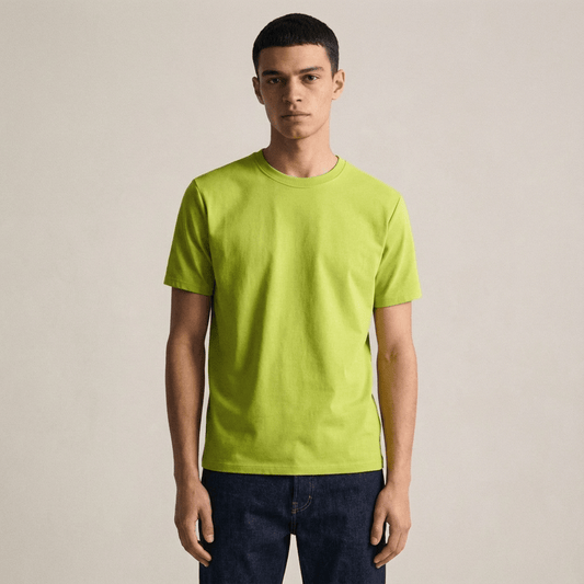 Parrot Green Plain Round Neck Tshirt