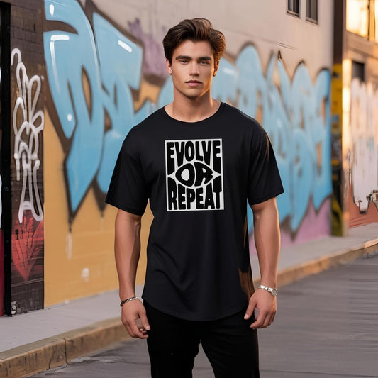 Round Neck | Black | Evolve Or Repeat