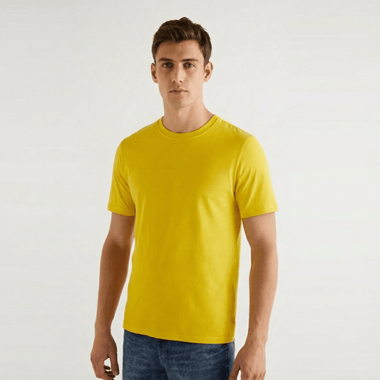 Yellow Plain Round Neck Tshirt